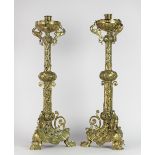 A pair of late 19th Century attractive heavy brass Candlesticks,