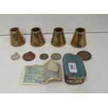 An unusual set of four very heavy small brass Candlesticks / Paper Weights,