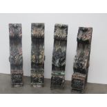 A suite of four large 19th Century carved heavy wooden Corbels, each decorated with fruit,
