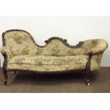 An unusual large Victorian period carved walnut framed Chaise Longue,