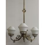 An attractive adjustable Edwardian brass Ceiling Light,