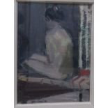 Brian Ballard, R.U.A. (b. 1943) "Small (green) Female Nude Study, in a sparse interior," O.O.B.