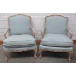 An attractive pair of French style stained Fauteuils,