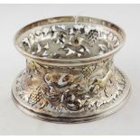 A good quality heavy pierced and embossed silver plated late 19th Century Dish Ring,