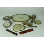 A three piece silver mounted Dressing Table Set, to include mirror,