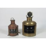 Two heavy brass and copper Ship Lanterns, by Perkins of Brooklyn, New York, U.S.A.