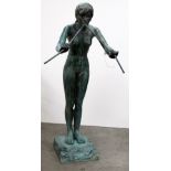 A small bronze Fountain, modelled as a young nude girl, approx. 117cms (46") high.