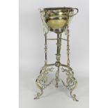 A 19th Century brass Chinese Jardiniere on Stand, approx. 107cms (42")h.