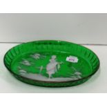 An attractive Victorian oval green glass Dish,