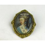 19th Century French School Miniature: A small oval miniature on ivory,