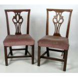 Two similar Georgian Side Chairs, with pierced splat backs, on front square legs,