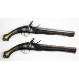 A large pair of late 18th Century / early 19th Century Continental Flintlock Holster Pistols,