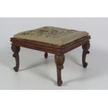 An unusual early Victorian carved yew-wood Dressing Stool,