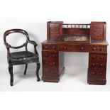 The Author's Desk & Chair An attractive Victorian mahogany 'Dickens' type Desk,