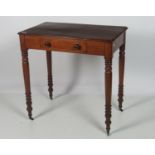 A small Victorian mahogany Side Table, with frieze drawer on turned legs.