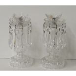 A pair of attractive Waterford crystal Candlesticks or Lustres, with shaped tops,