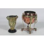 A heavy 19th Century brass Urn or Lamp Base, with fine classical decoration,