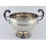 A large silver Trophy Cup, Birmingham c. 1904, with two scroll type handles, 20.5cms (8") diam.