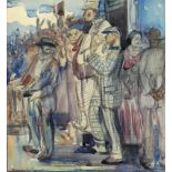 Maurice Mac Gonigal P.R.H.A. (1900 - 1979) "The Betting Ring," watercolour and pencil, approx.