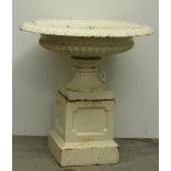 A pair of large Victorian style cast iron Urns, with egg and dart decoration,