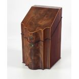 An attractive George III style inlaid figured mahogany Knife Box, with fitted interior.