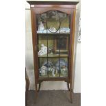 A tall narrow inlaid Edwardian mahogany China Display Cabinet, with outsplayed legs,