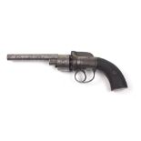 An unusual 19th Century 'Over Hammer' Transitional Percussion Revolver,