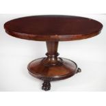 An Irish William IV circular mahogany Breakfast Table,