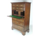 An Irish Georgian period mahogany Secretaire Tallboy, the seven long drawers,