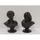 Two porcelain Busts, "Shakespeare and Byron," each bronzed brown, approx. 10" high.