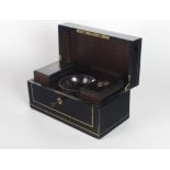A good quality rectangular Regency period ebonised and brass inlaid Tea Caddy,