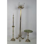 A heavy Victorian ormolu Coat & Hat Stand, on dolphin outswept feet,