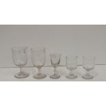 A collection of plain antique Drinking Glasses, rummers, wine, liquer etc., 21 in all. A lot.