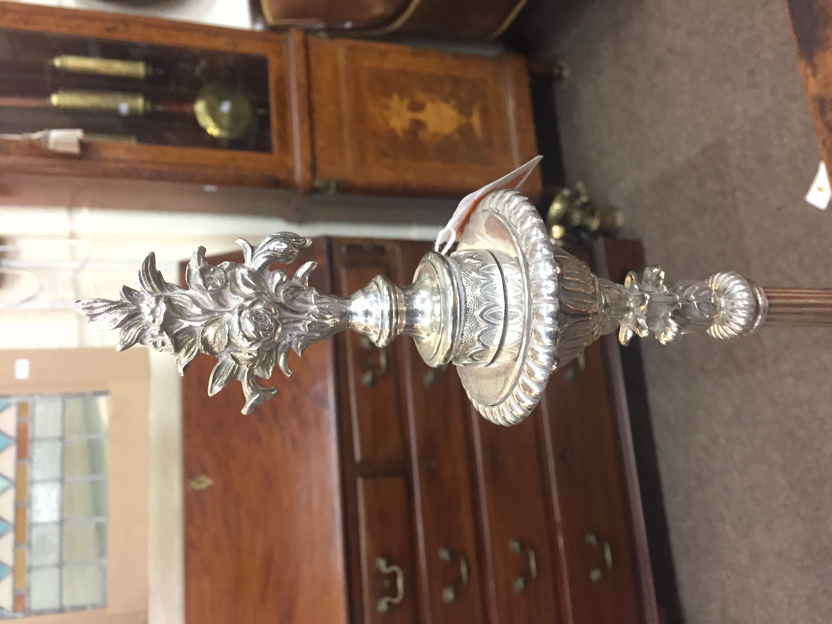 A pair of heavy Georgian style silver plated Candlesticks, by Elkington & Co. - Image 6 of 11