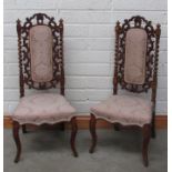 A pair of tall Victorian walnut Parlour Chairs,