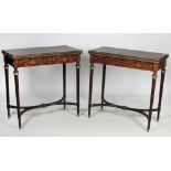 A pair of attractive Regency style marquetry and ormolu mounted fold-over Card Tables,