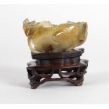 A late 19th Century / early 20th Century attractive carved Jade Bowl,