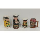 A collection of 13 varied Toby type Character Jugs, Beswick, Royal Doulton & others,