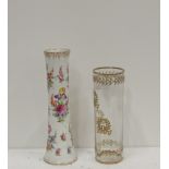 A tall modern floral decorated Dresden Vase, 30cms (12") tall,