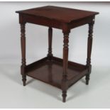 A small mahogany Side Table, with underneath shelf, on turned supports, altered.