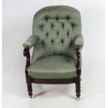 A William IV mahogany Open Armchair, on turned front legs.