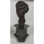 Gerald H. Vuerchoz, 20th Century French "Head of a Young Woman," in bronze, signed, approx.