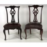 A set of 6, late 19th Century Chippendale style Dining Chairs, with carved and pierced backs,