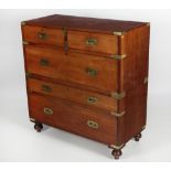 A late 19th Century Victorian mahogany and brass bound Campaign or Military Chest,
