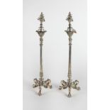 A pair of heavy Georgian style silver plated Candlesticks, by Elkington & Co.