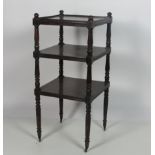 An attractive three tier square mahogany Dumbwaiter, of square shape with turned supports and legs.