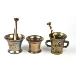 Two heavy antique bronze Mortar & Pestles,