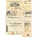 Ephemera: Printed Billheads, Receipts, Insurance & Railway Stocks Certificates,