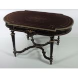 A Victorian French style brass inlaid ebonised Centre Table,