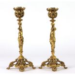 A pair of 19th Century Napoleon III style gilt bronze Candlesticks,